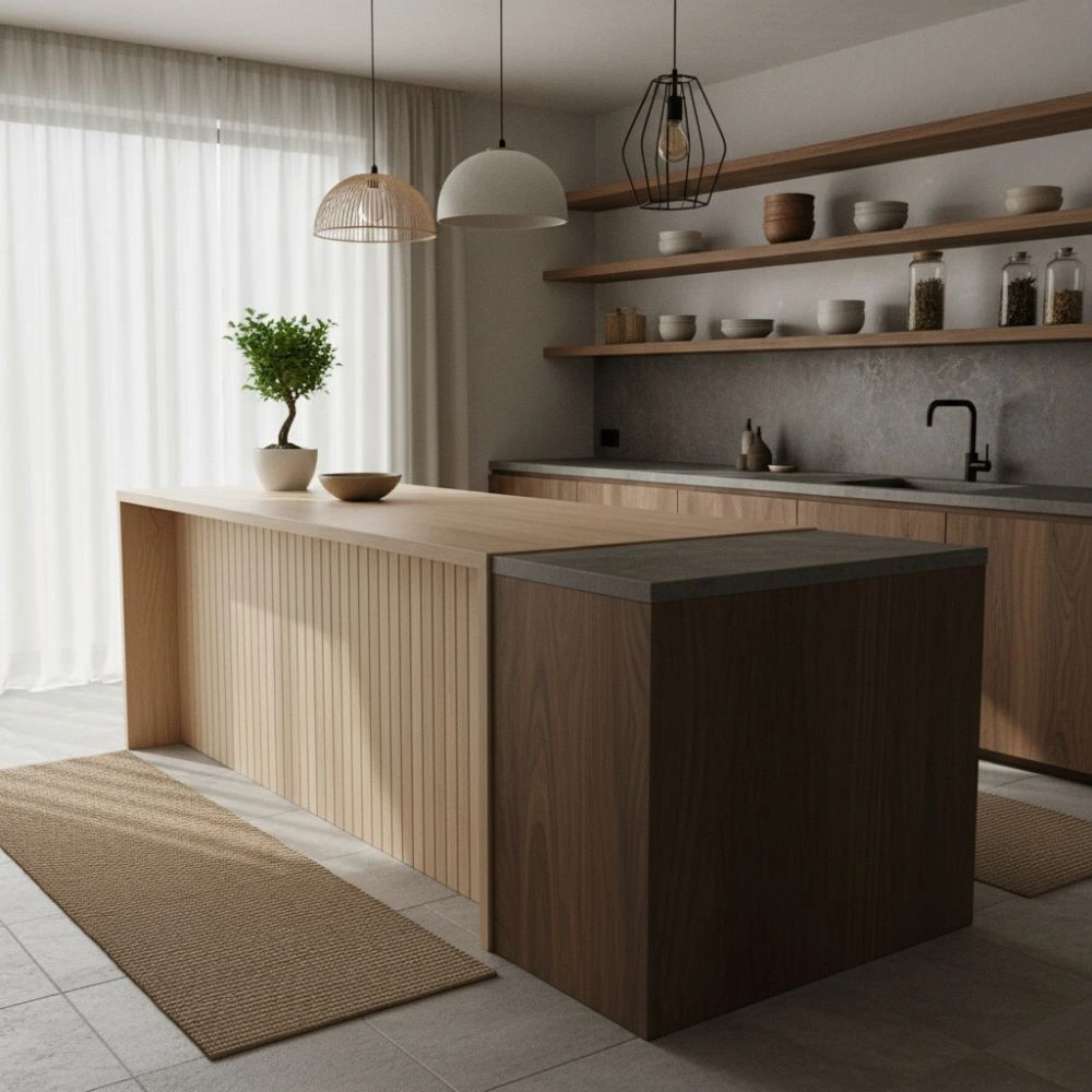 Japandi Kitchen with Natural Wood and Clean Lines